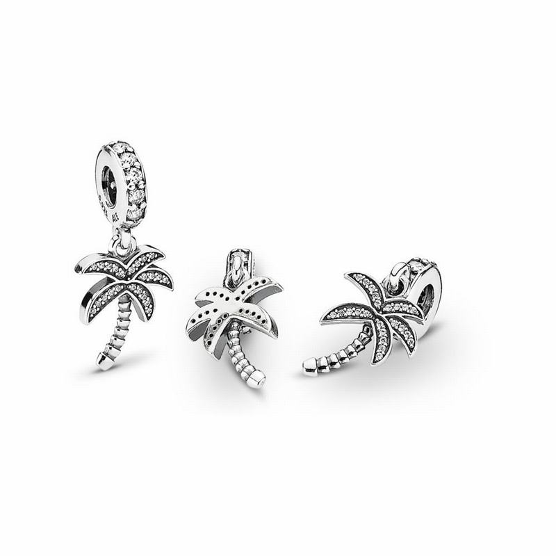 Pandora Sparkling Palm Tree Dangle Charm Silver Egypt ZH4796023